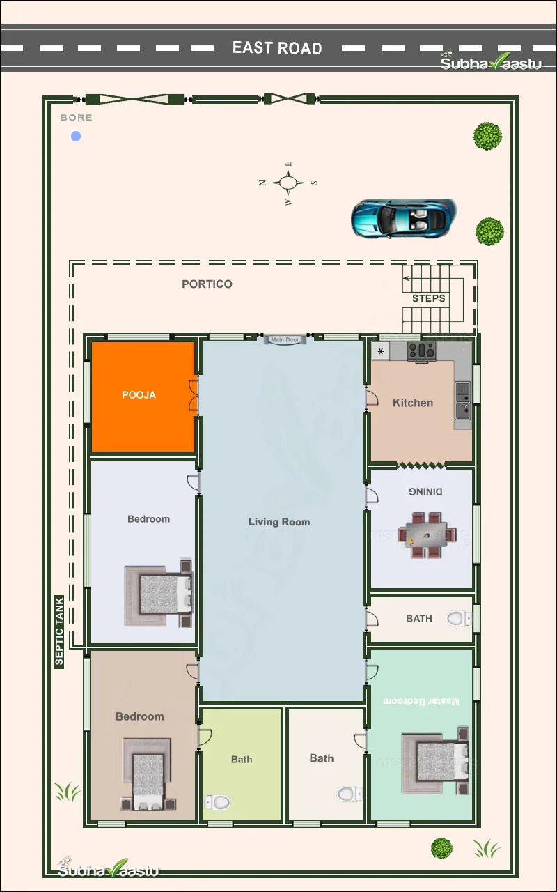 East facing house floor plan for 50 by 65 feet plot