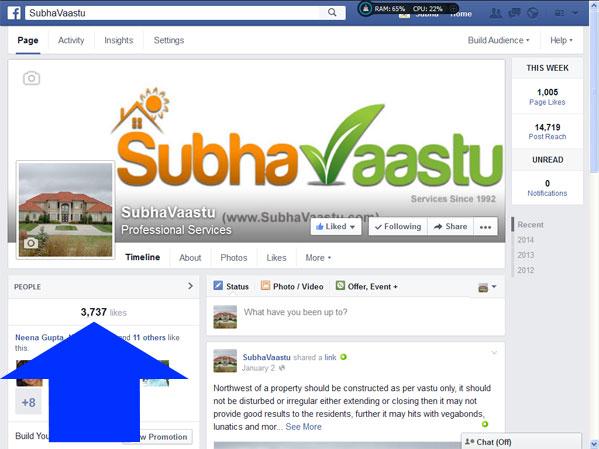 Facebook likes on SubhaVaastu website