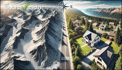 Vastu benefits of mountains or hillocks in the West direction providing stability, protection, and prosperity for homes and plots