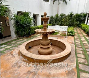 water fountain in the North direction