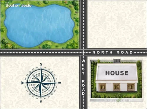 Northwest corner house with water body in northwest direction