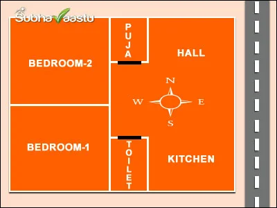 Pooja room opposite to toilet