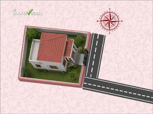 skewed East of Southeast facing house with ESE road focus