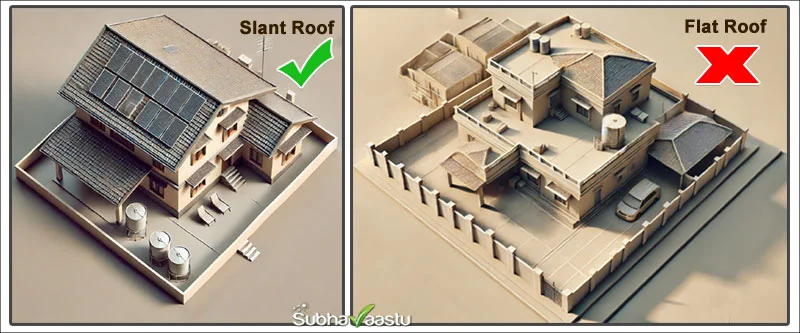 Sloping roof and flat roof