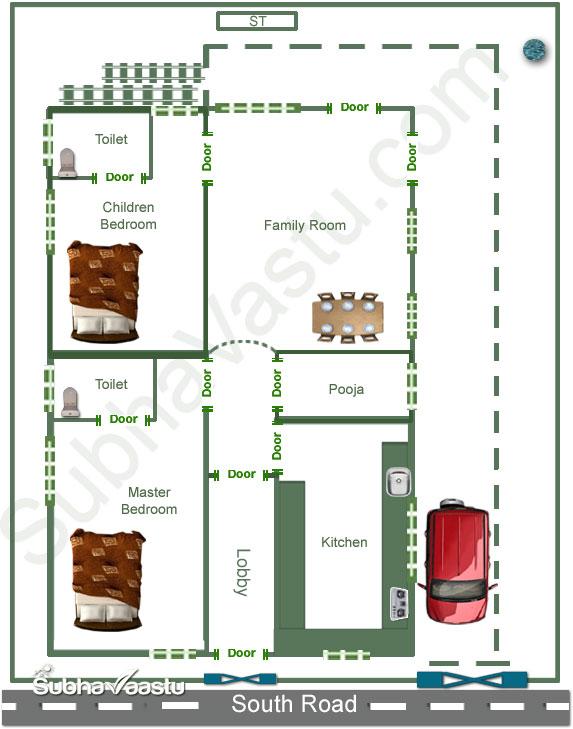 two bedroom vastu home plan for south face plot