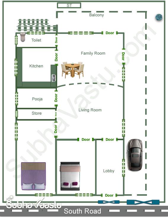South Facing Vastu House Plan SubhaVaastu south-facing-vastu-house-plan-subhavaastu
