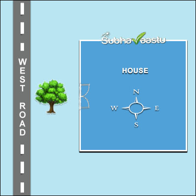 Tree in front of main entrance of a West-facing house as per Vastu