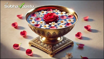 Benefits by keeping water and flowers in a brass bowl