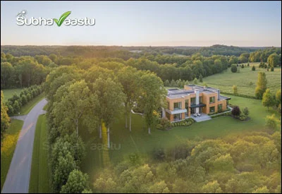 Tall trees and solid rock platforms in west direction garden for harmony and protection as per Vastu