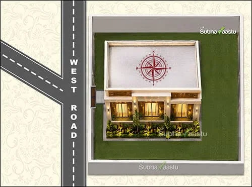 West T-Junction House with Northwest Road Bend in Vastu