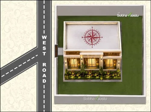 West T-Point House with Southwest Road Bend in Vastu