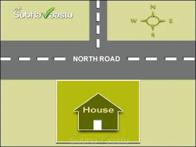 Wider North road influencing the effect of a North street focus on a house as per Vastu
