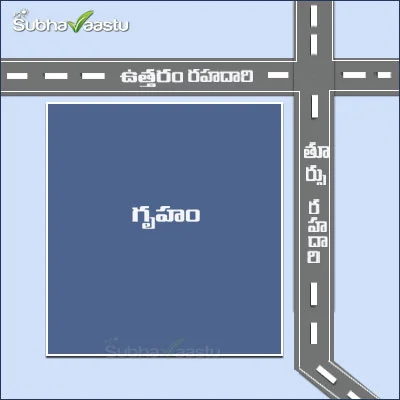 ఆగ్నేయ వీధి పోటు ఉన్న ఈశాన్య మూల గృహం చిత్రం
