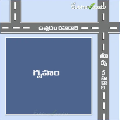 ఉత్తర వాయవ్య (NNW) వీధి పోటు ఉన్న గృహం వాస్తు నిర్మాణ చిత్రం