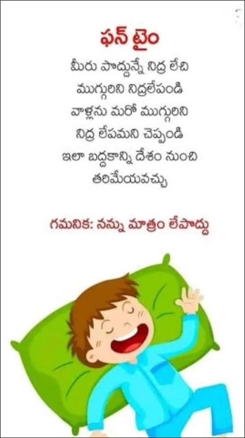 నన్ను మాత్రం నిద్ర లేపద్దు - ఓ తెలుగు జోక్